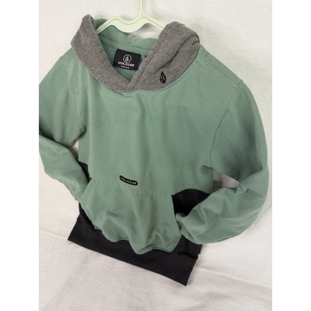 Boys Volcom Pullover Hoodie Green Black Size Medium (10/12)